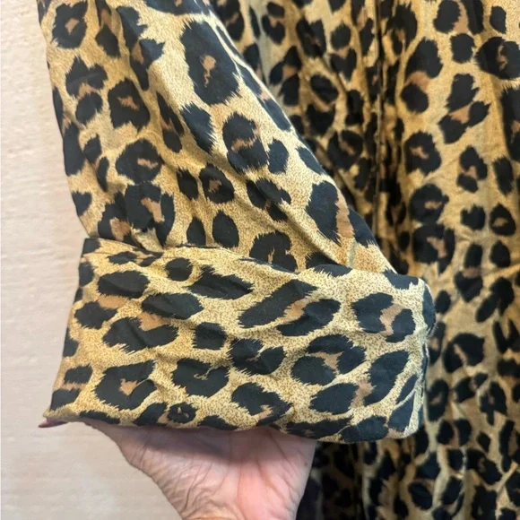 Dennis Basso Vintage Silk blend Leopard Swing Coat size Large - Picture 3 of 6
